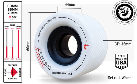 Fireball Tinder Wheels - 60mm / 81A_White___True Supplies