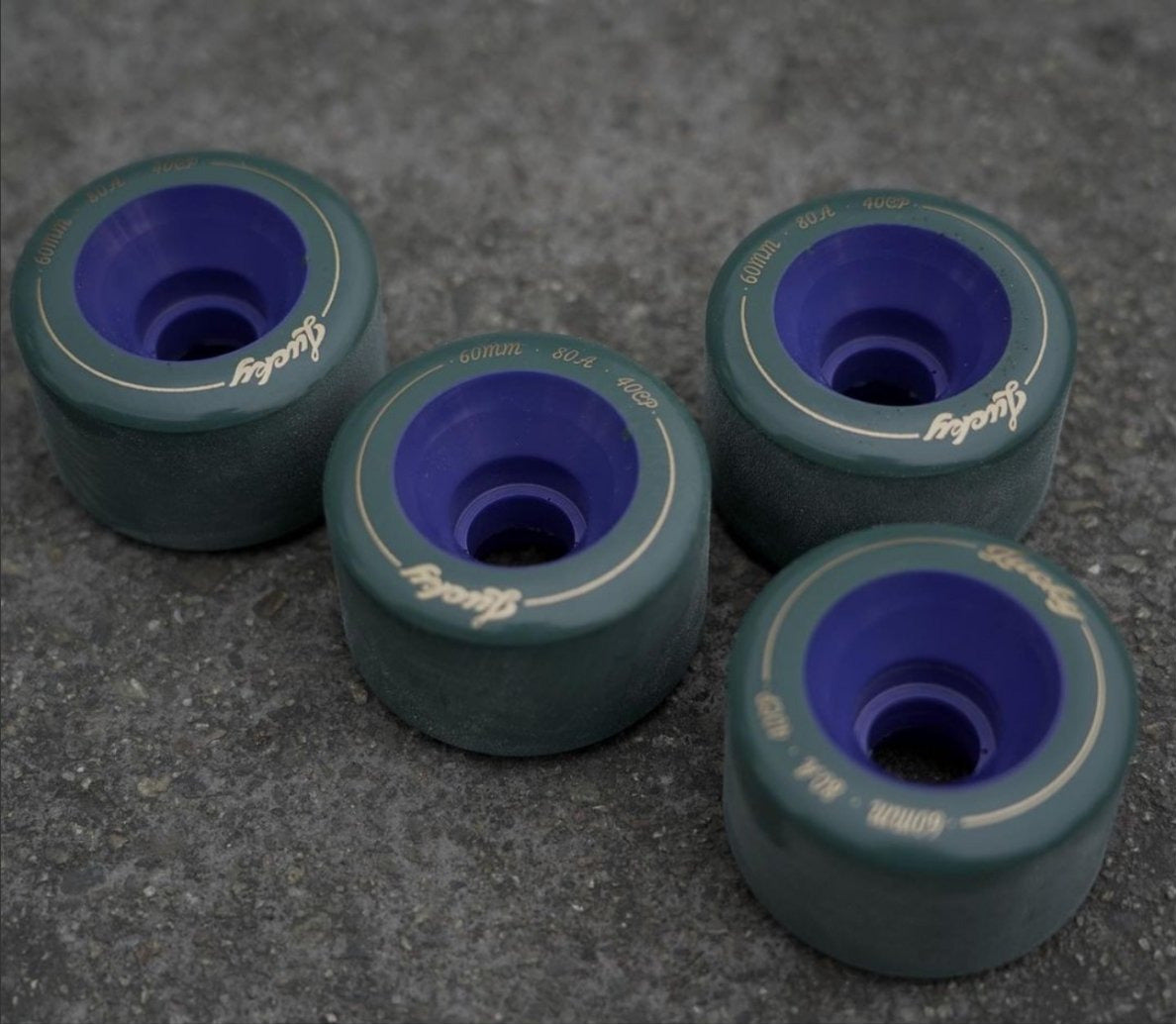 Lucky Wheels - Dark Green & Blue - 60mm / 80a (Set of 4 Wheels)____True Supplies